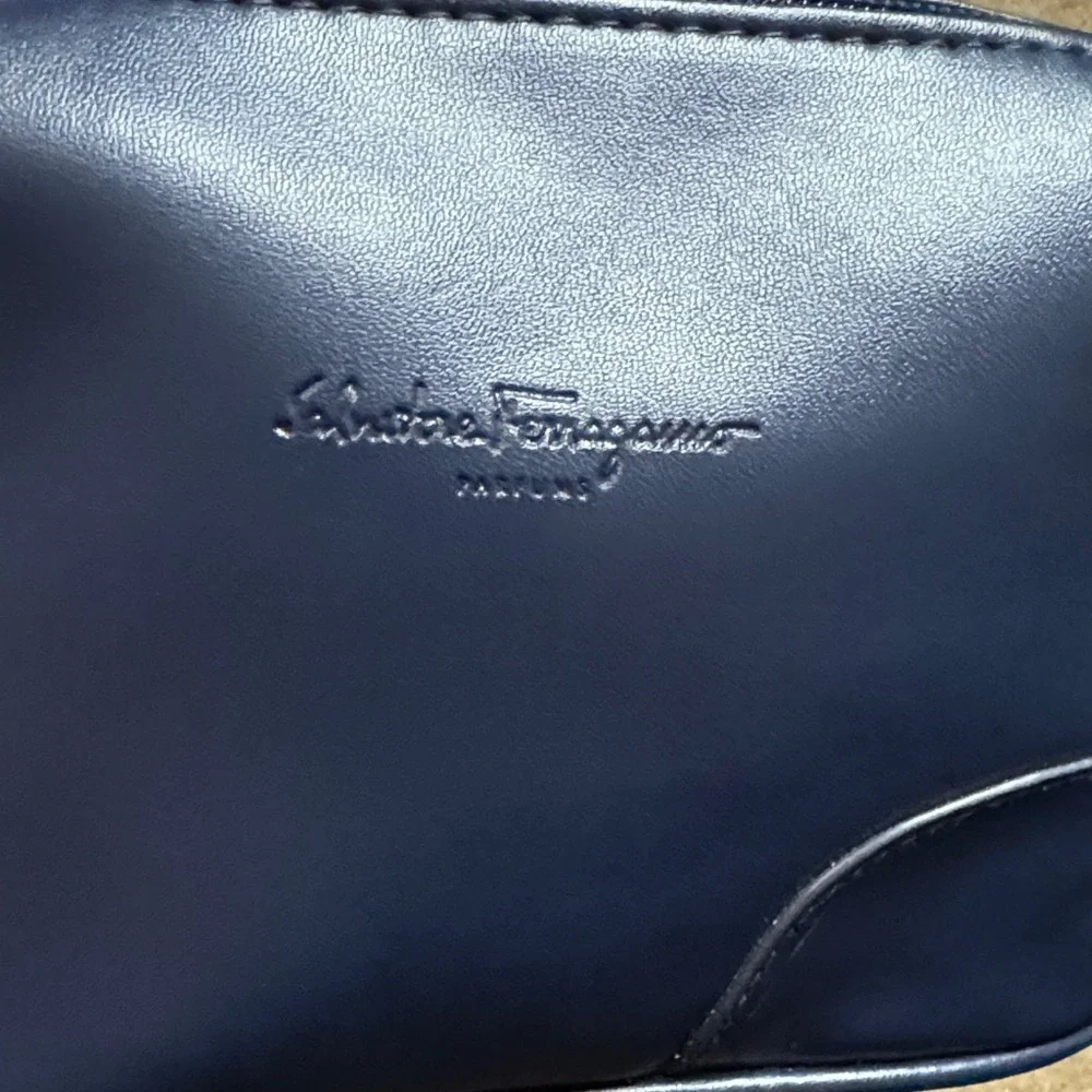 Salvatore Ferragamo Navy Makeup Bag with Assorted items, NEW, $102 Retail